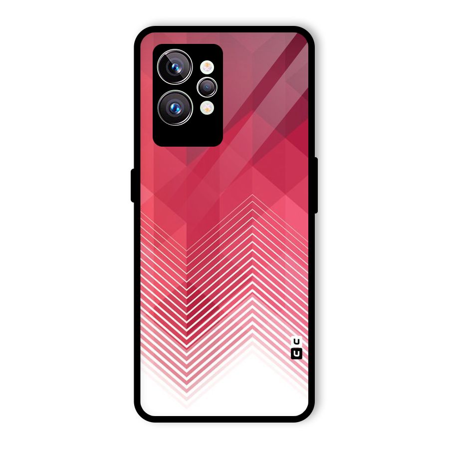 Red Chevron Abstract Glass Back Case for Realme GT2 Pro