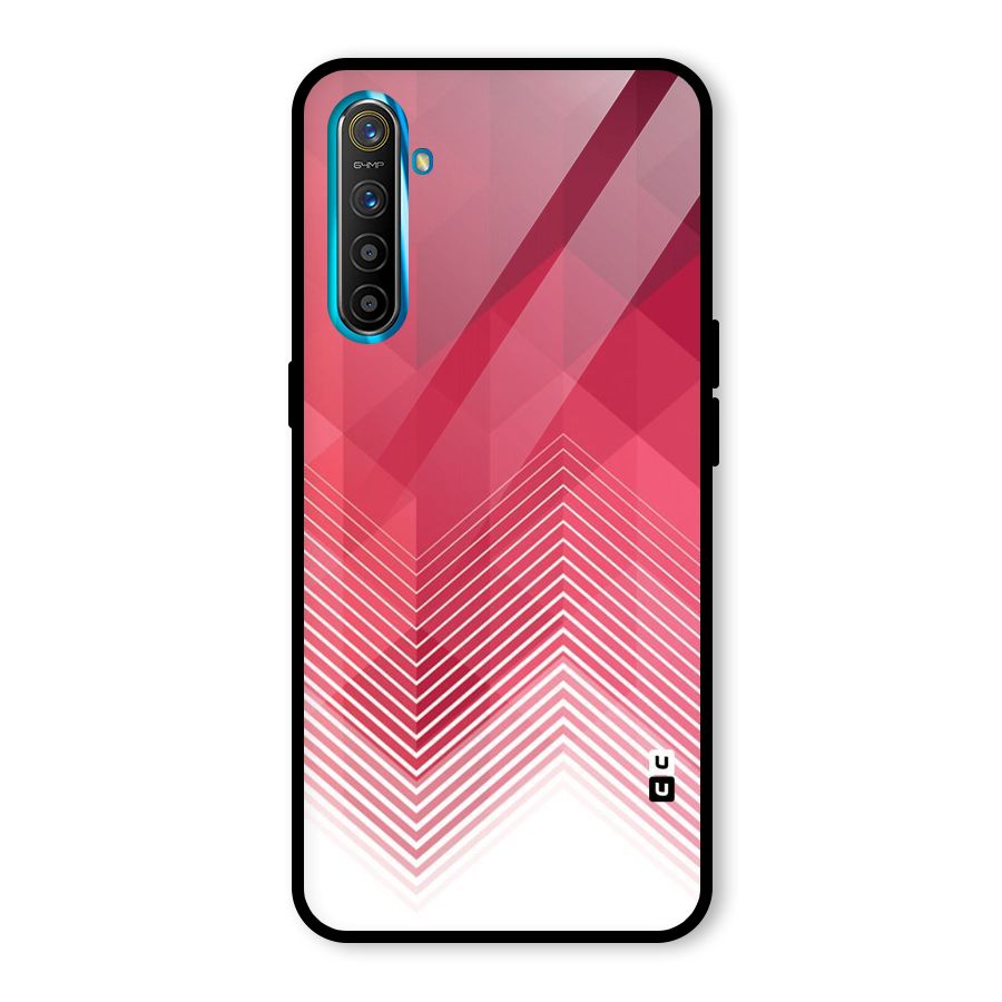 Red Chevron Abstract Glass Back Case for Realme X2