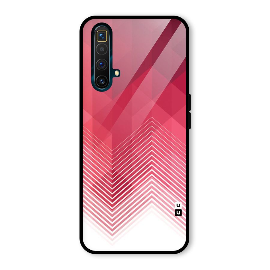 Red Chevron Abstract Glass Back Case for Realme X3