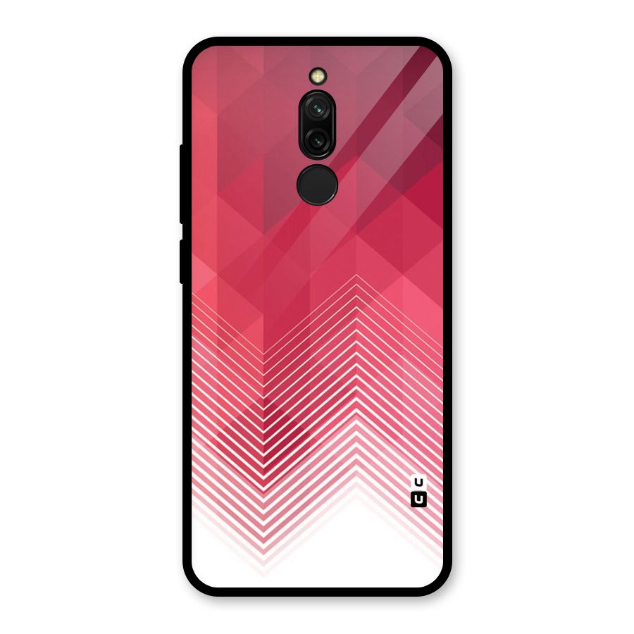 Red Chevron Abstract Glass Back Case for Redmi 8