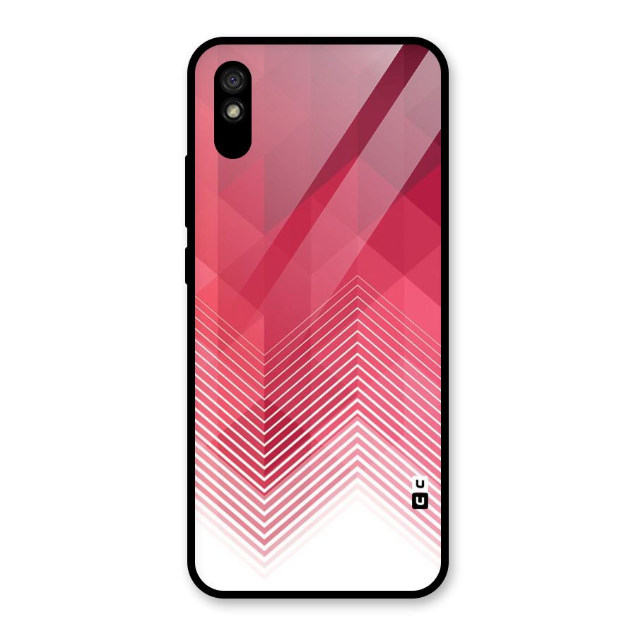 Red Chevron Abstract Glass Back Case for Redmi 9A