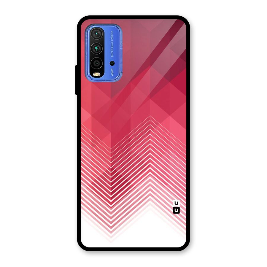 Red Chevron Abstract Glass Back Case for Redmi 9 Power