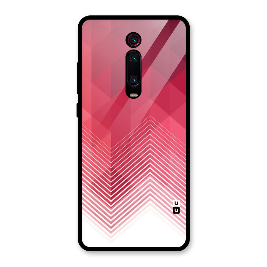 Red Chevron Abstract Glass Back Case for Redmi K20