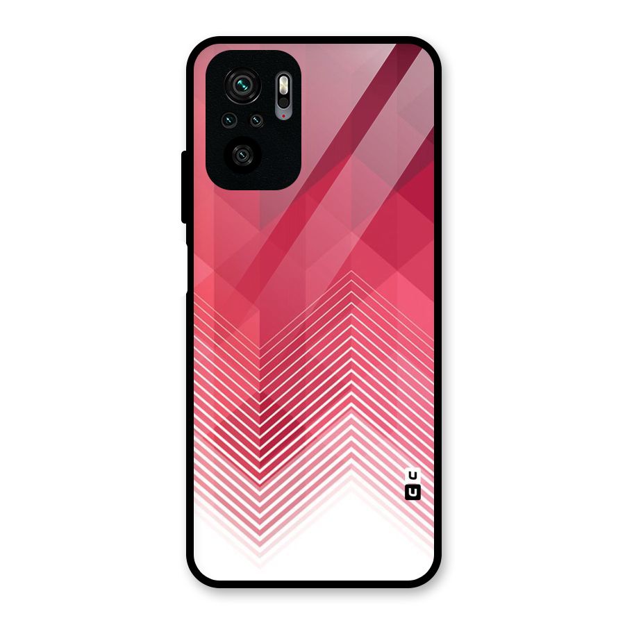 Red Chevron Abstract Glass Back Case for Redmi Note 10S