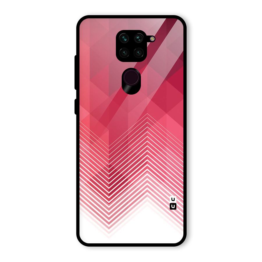 Red Chevron Abstract Glass Back Case for Redmi Note 9