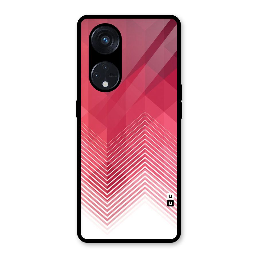 Red Chevron Abstract Glass Back Case for Reno8 T 5G