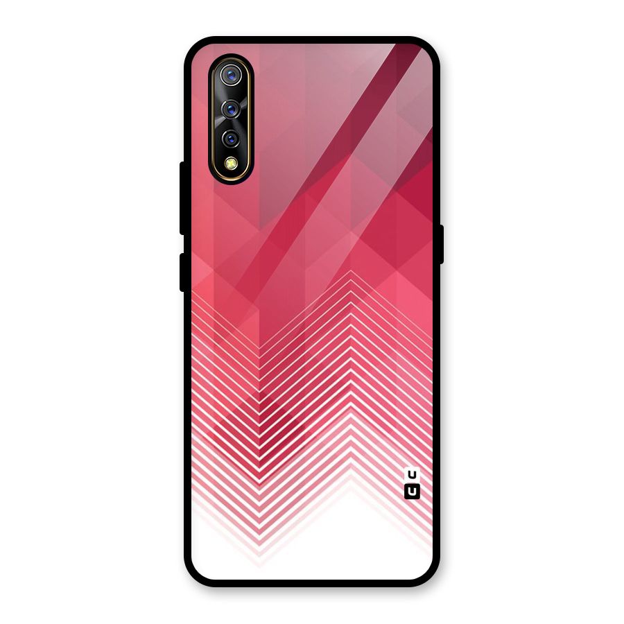 Red Chevron Abstract Glass Back Case for Vivo S1