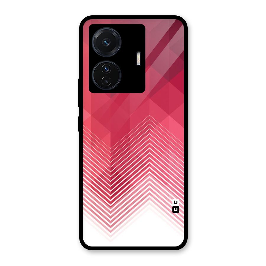 Red Chevron Abstract Glass Back Case for Vivo T1 Pro