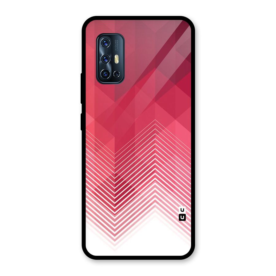 Red Chevron Abstract Glass Back Case for Vivo V17