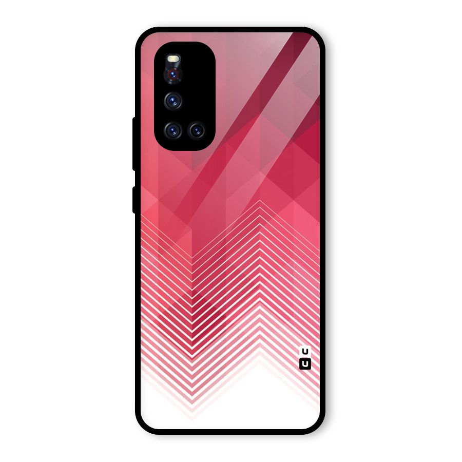 Red Chevron Abstract Glass Back Case for Vivo V19