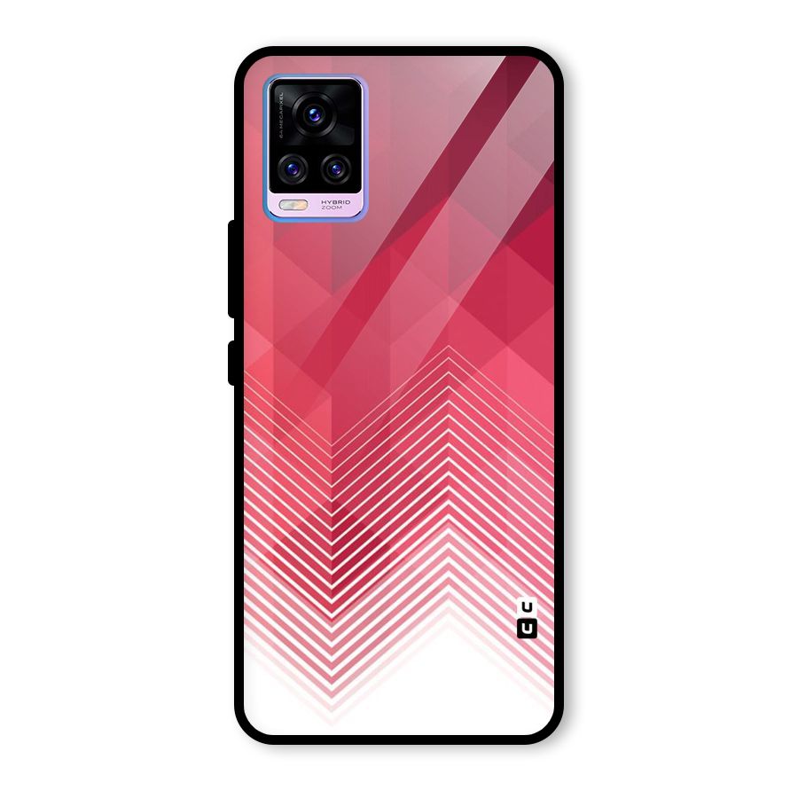 Red Chevron Abstract Glass Back Case for Vivo V20 Pro