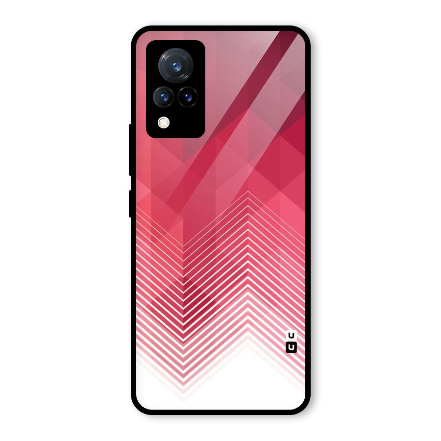 Red Chevron Abstract Glass Back Case for Vivo V21 5G