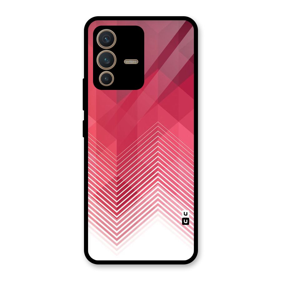 Red Chevron Abstract Glass Back Case for Vivo V23 5G