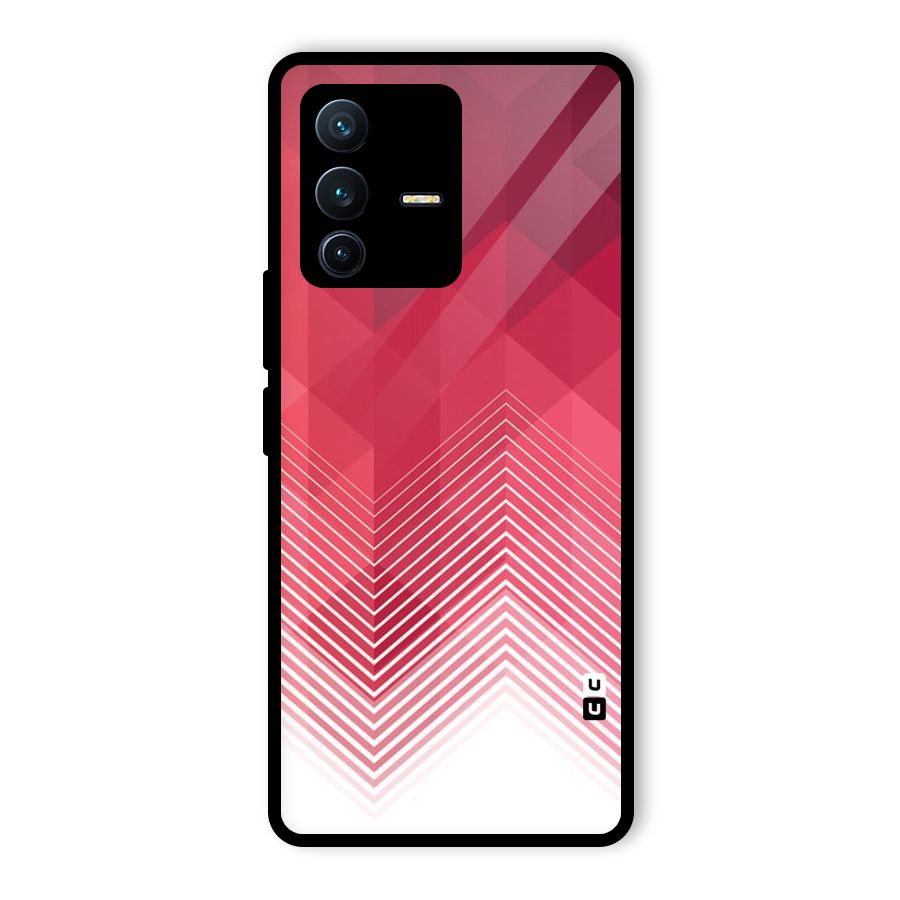 Red Chevron Abstract Glass Back Case for Vivo V23 Pro