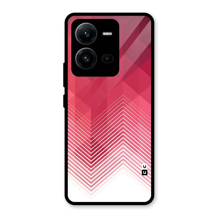Red Chevron Abstract Glass Back Case for Vivo V25