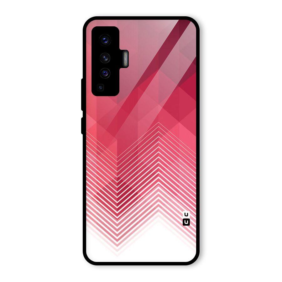 Red Chevron Abstract Glass Back Case for Vivo X50