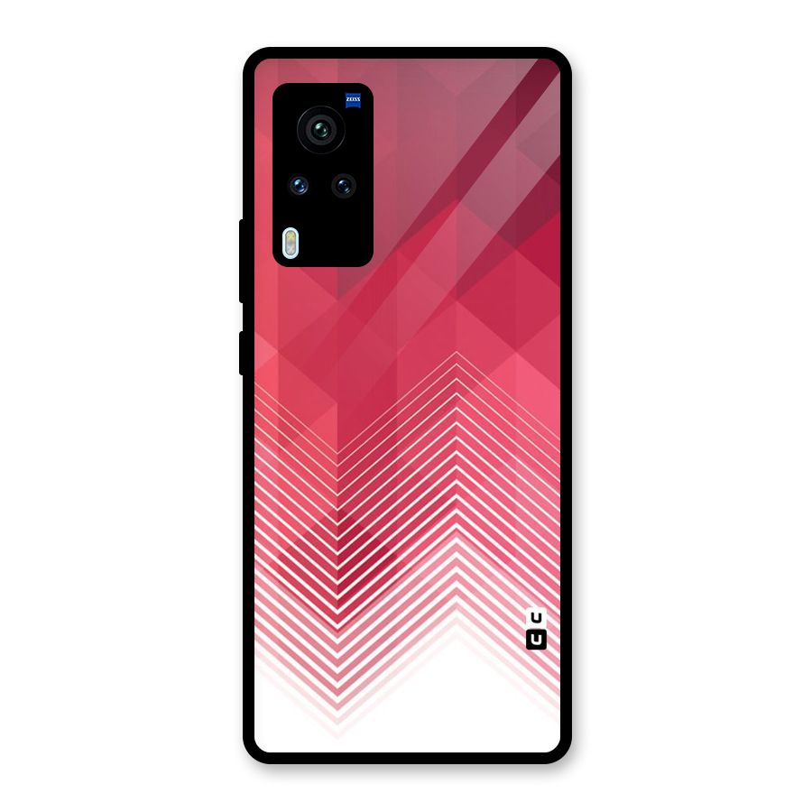 Red Chevron Abstract Glass Back Case for Vivo X60 Pro