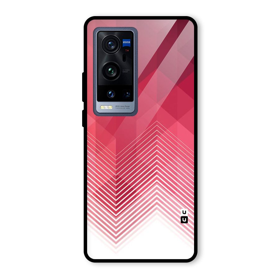 Red Chevron Abstract Glass Back Case for Vivo X60 Pro Plus