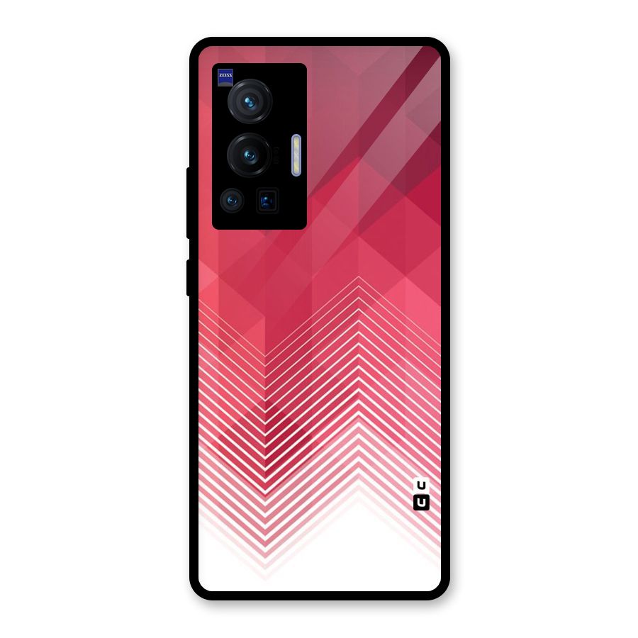 Red Chevron Abstract Glass Back Case for Vivo X70 Pro