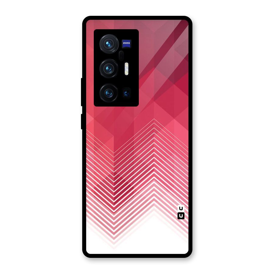 Red Chevron Abstract Glass Back Case for Vivo X70 Pro Plus