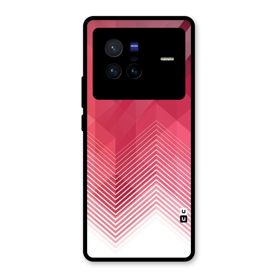 Red Chevron Abstract Glass Back Case for Vivo X80