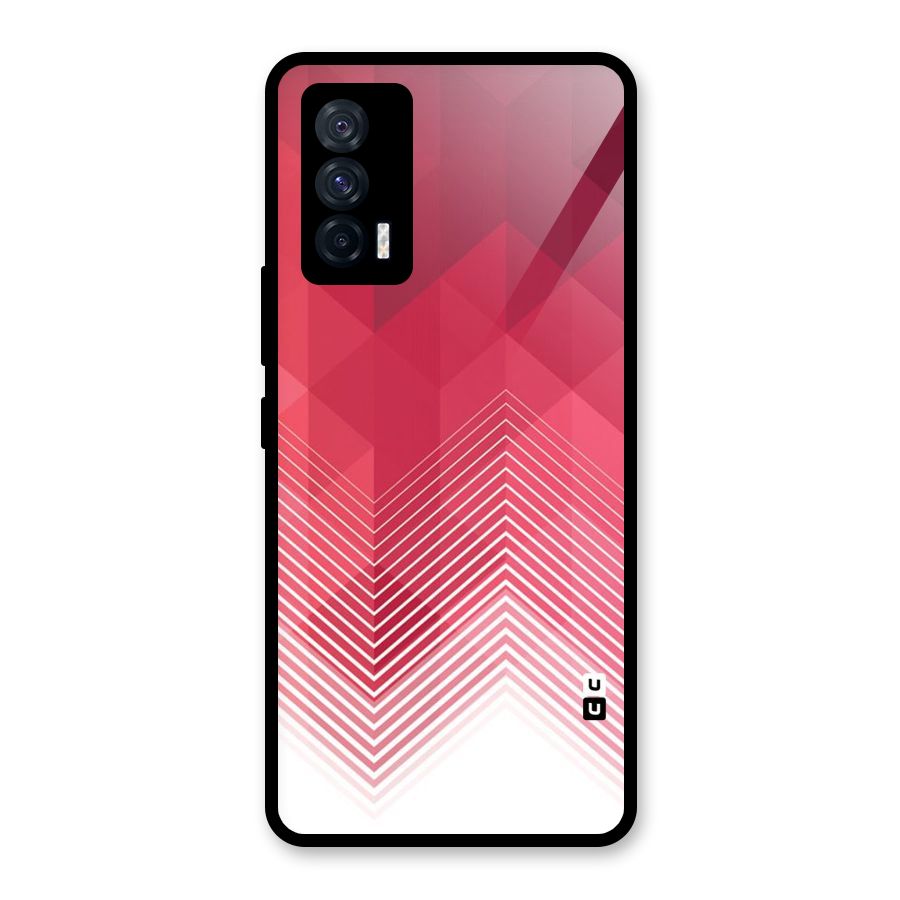 Red Chevron Abstract Glass Back Case for Vivo iQOO 7 5G