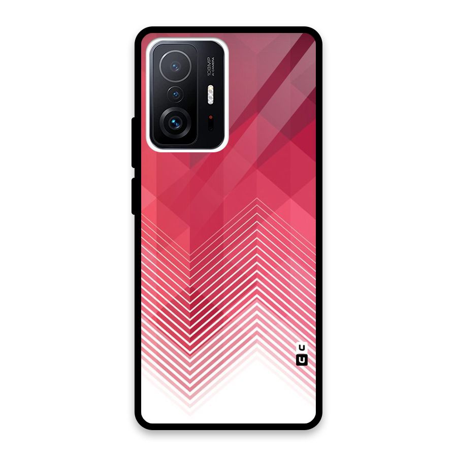 Red Chevron Abstract Glass Back Case for Xiaomi 11T Pro