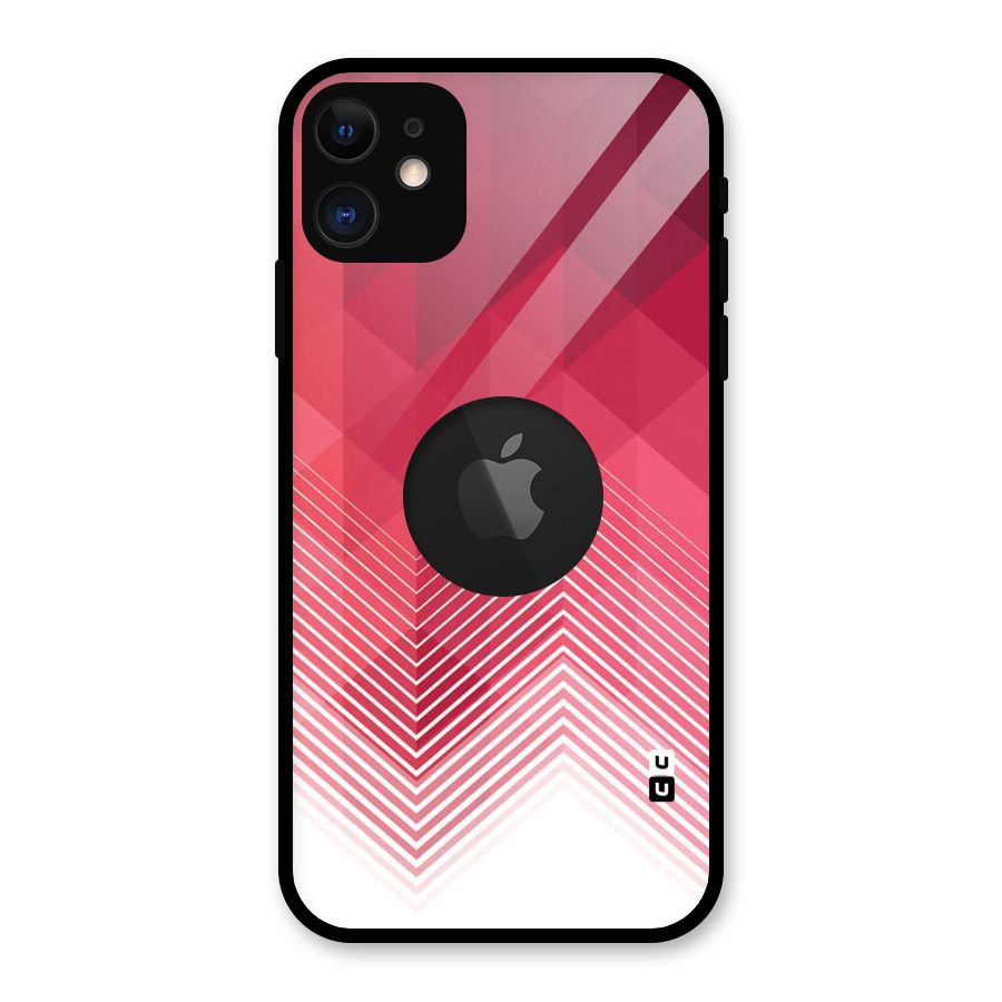 Red Chevron Abstract Glass Back Case for iPhone 11 Logo Cut