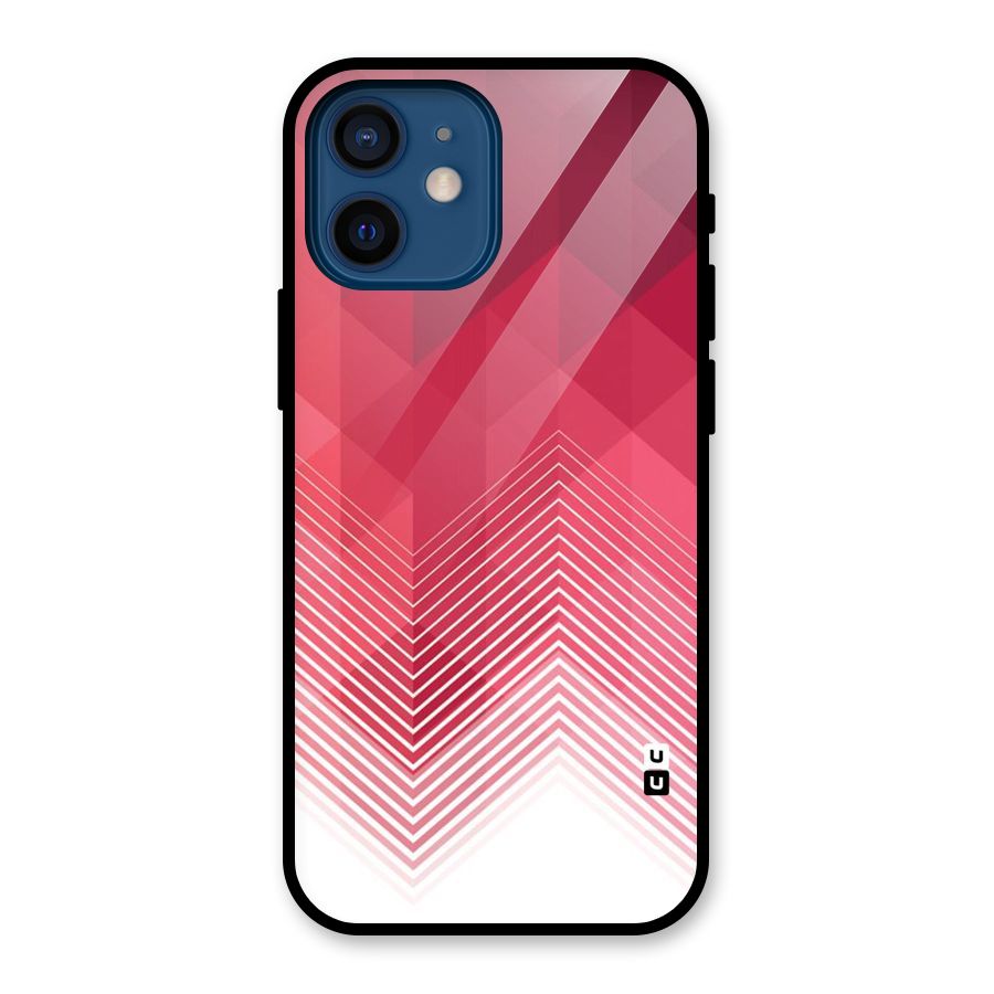 Red Chevron Abstract Glass Back Case for iPhone 12 Mini
