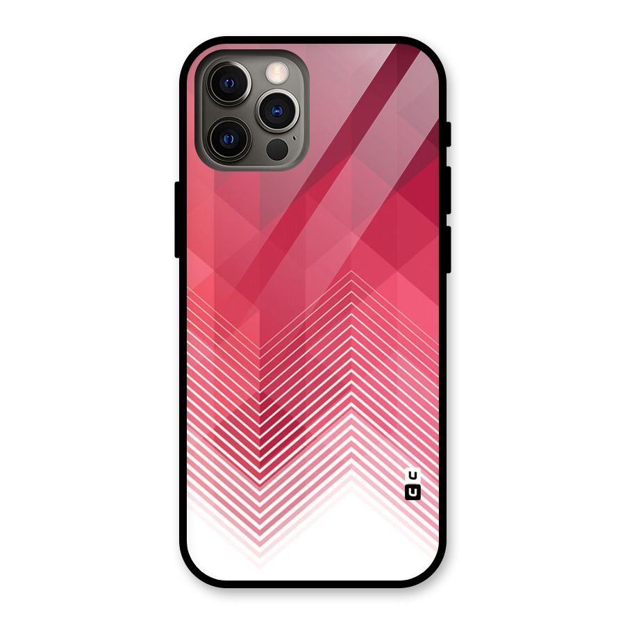 Red Chevron Abstract Glass Back Case for iPhone 12 Pro