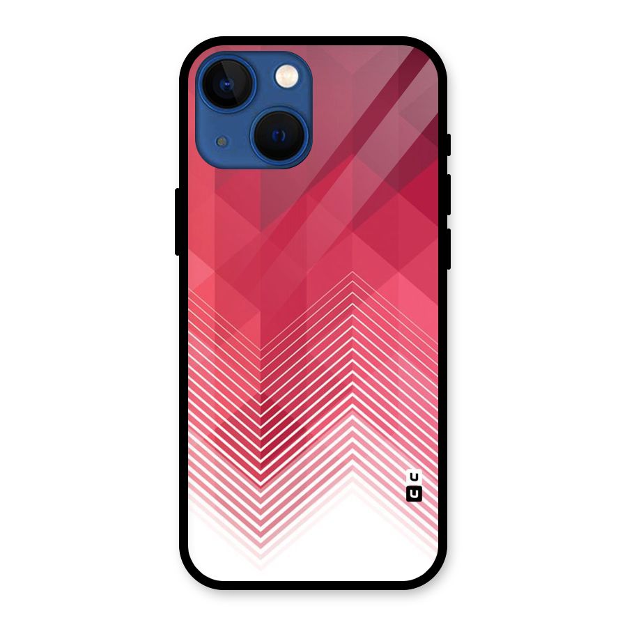 Red Chevron Abstract Glass Back Case for iPhone 13 Mini