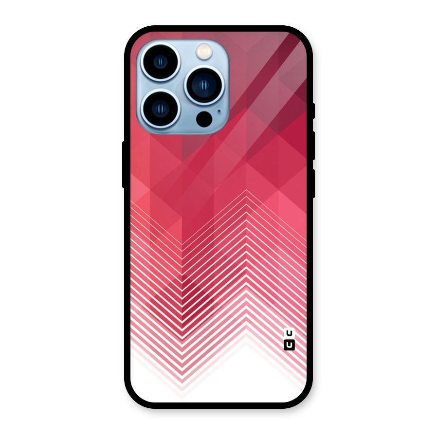 Red Chevron Abstract Glass Back Case for iPhone 13 Pro