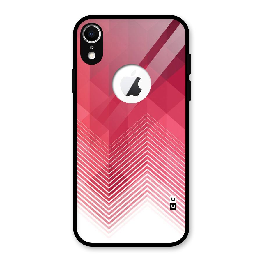 Red Chevron Abstract Glass Back Case for iPhone XR Logo Cut