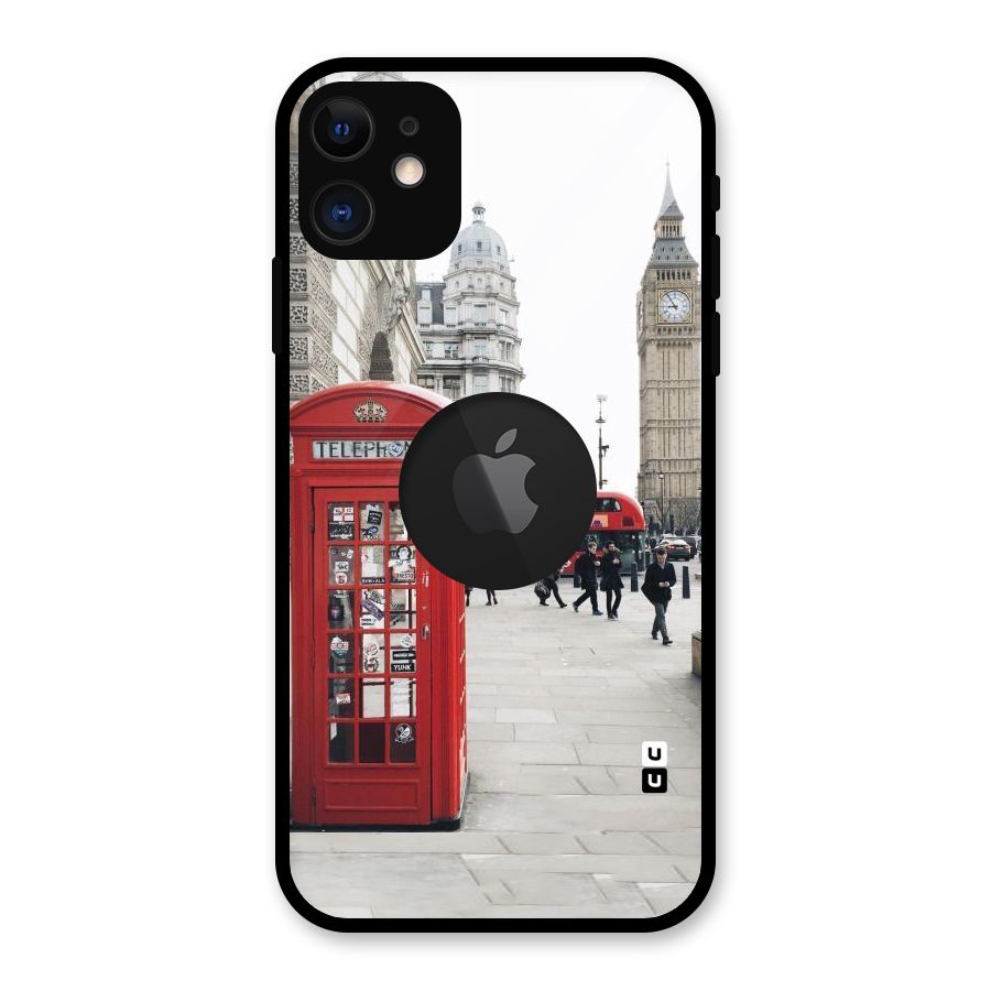 Red City Glass Back Case for iPhone 11 Logo Cut