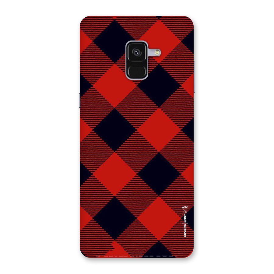 Red Diagonal Check Back Case for Galaxy A8 Plus