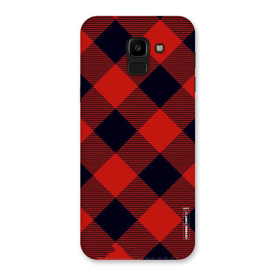 Red Diagonal Check Back Case for Galaxy J6