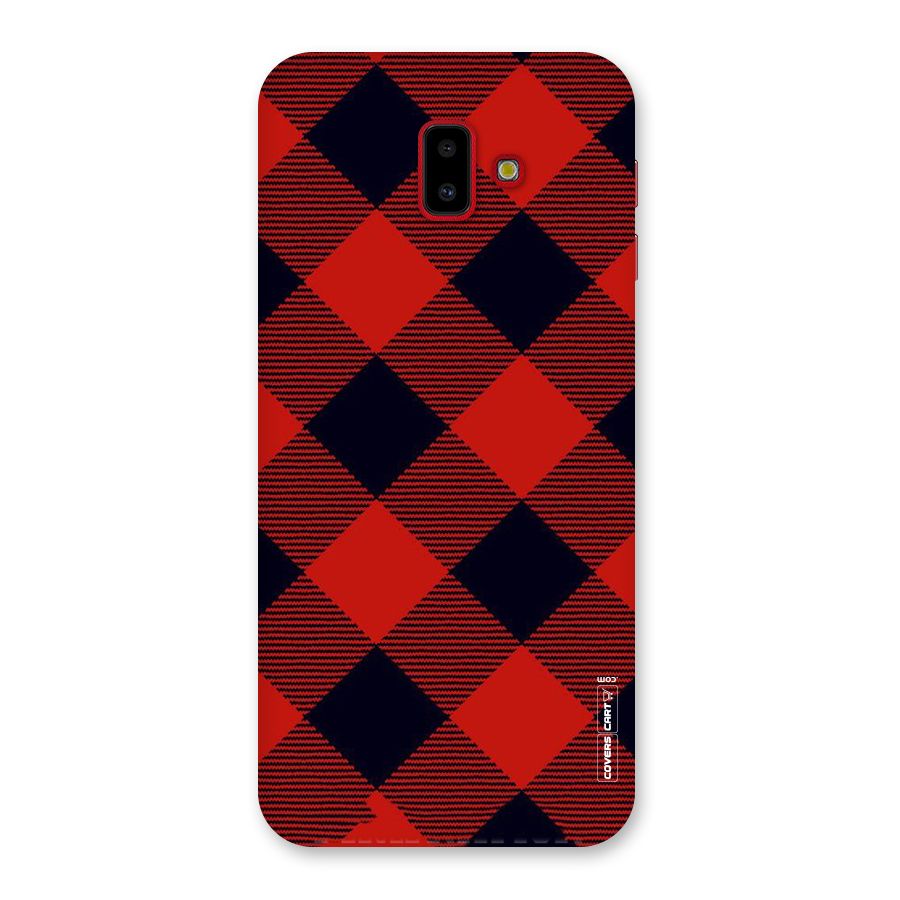 Red Diagonal Check Back Case for Galaxy J6 Plus