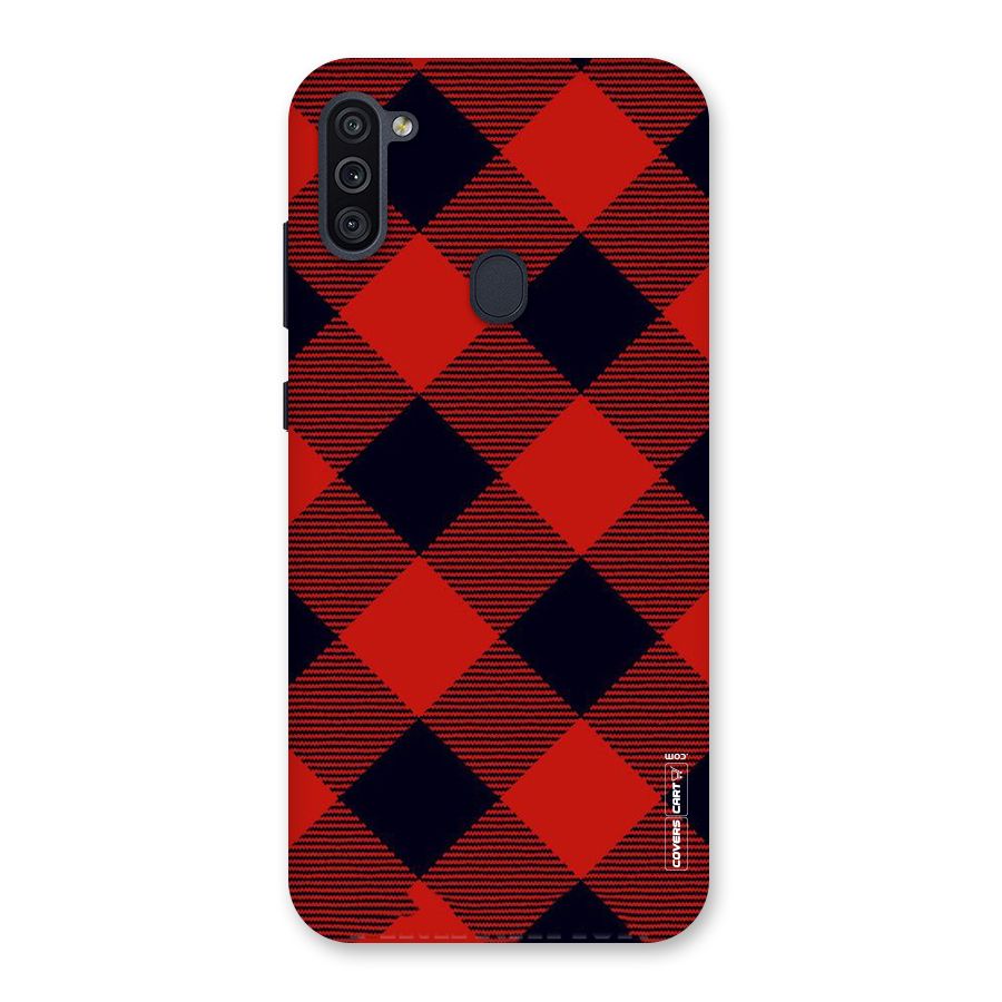 Red Diagonal Check Back Case for Galaxy M11