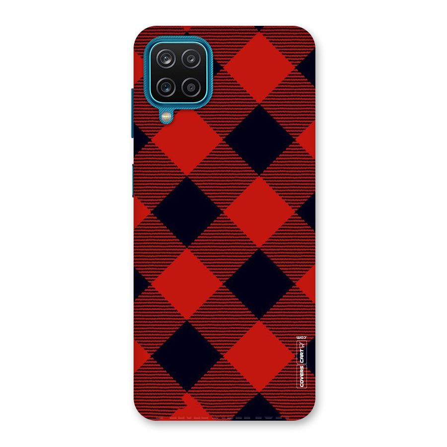 Red Diagonal Check Back Case for Galaxy M12