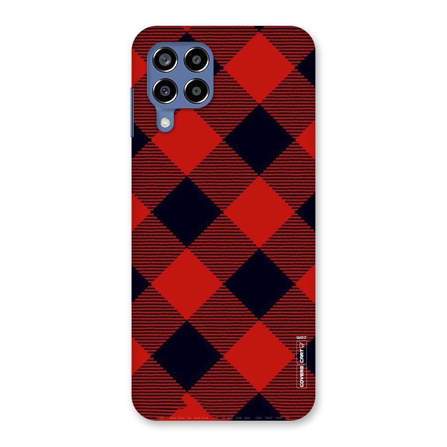 Red Diagonal Check Back Case for Galaxy M53 5G