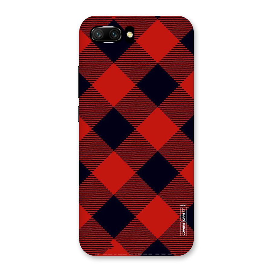 Red Diagonal Check Back Case for Honor 10
