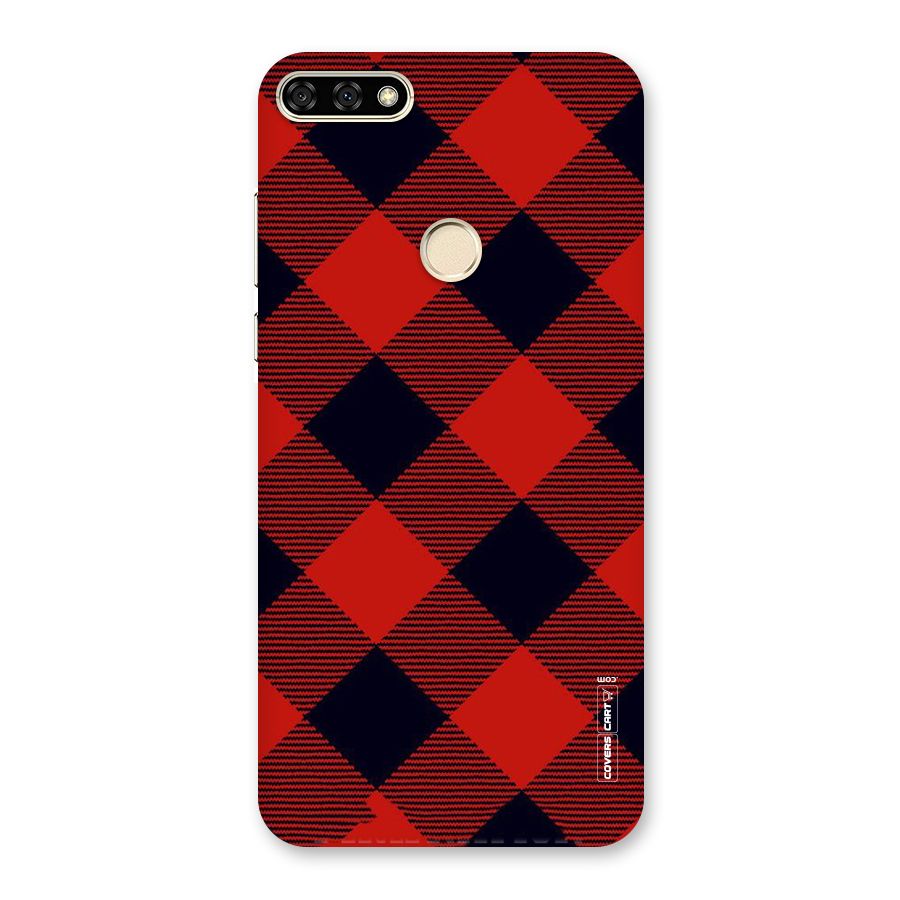 Red Diagonal Check Back Case for Honor 7A
