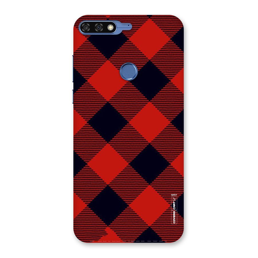 Red Diagonal Check Back Case for Honor 7C