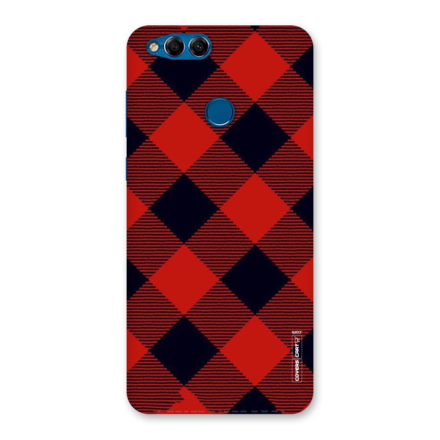 Red Diagonal Check Back Case for Honor 7X