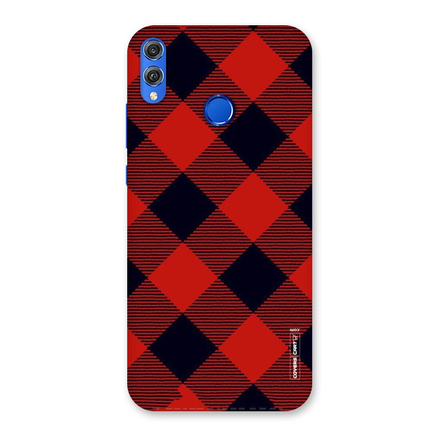 Red Diagonal Check Back Case for Honor 8X