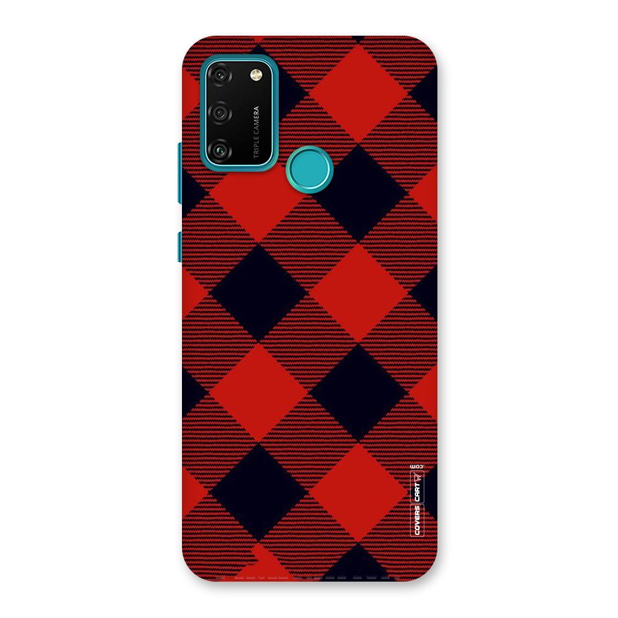 Red Diagonal Check Back Case for Honor 9A