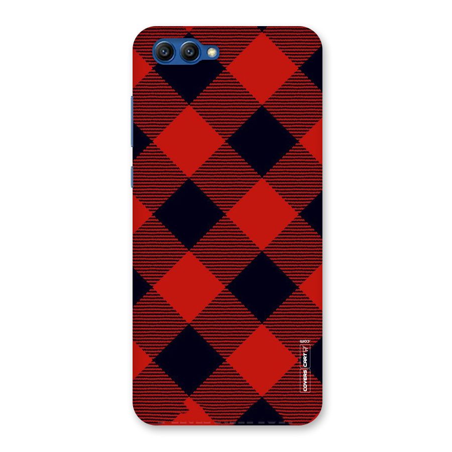 Red Diagonal Check Back Case for Honor View 10