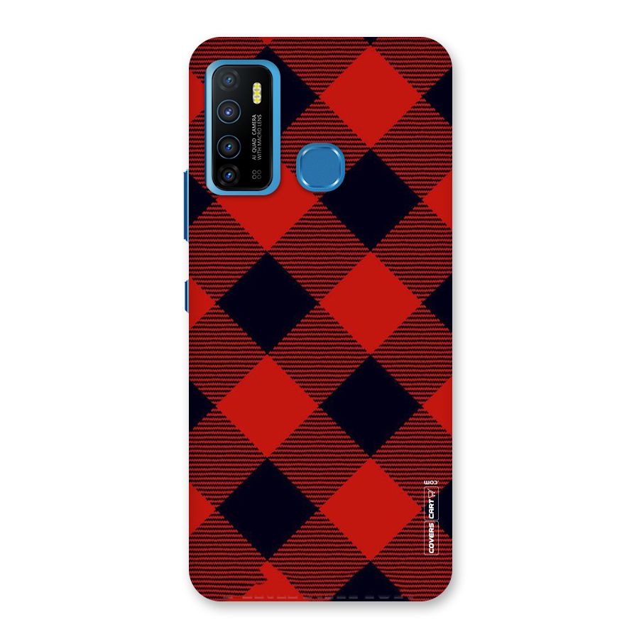 Red Diagonal Check Back Case for Infinix Hot 9