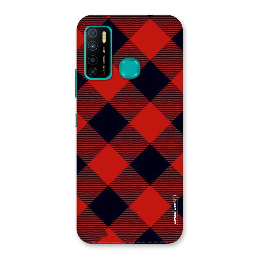 Red Diagonal Check Back Case for Infinix Hot 9 Pro