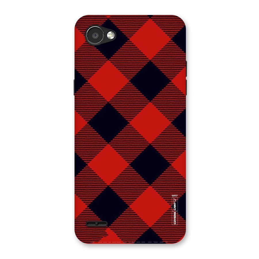 Red Diagonal Check Back Case for LG Q6